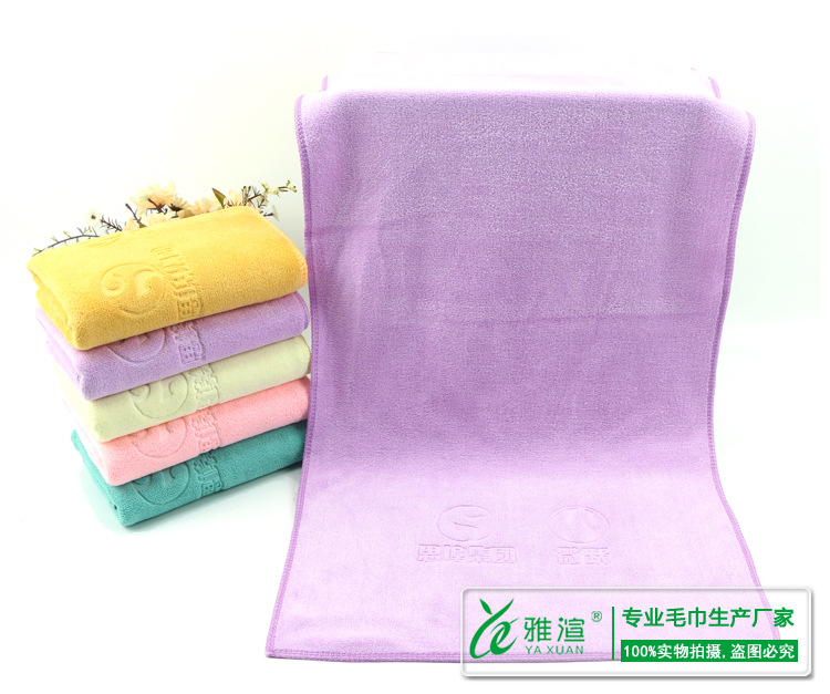 Yaxuan ultra-fine fiber brushed 400g embossed towel, super soft and super absorbent advertising gift towel pic 13