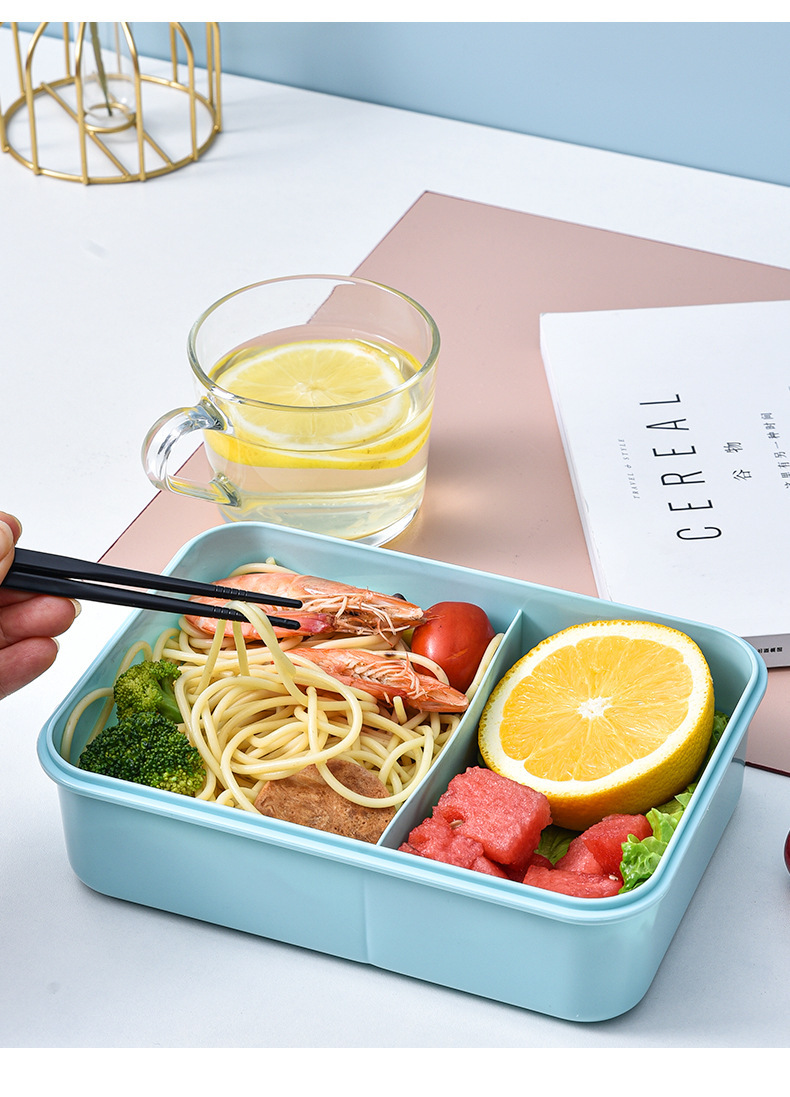 大容量长方形便当盒学生分格午饭盒简约便携保温饭盒可微波炉加热详情17