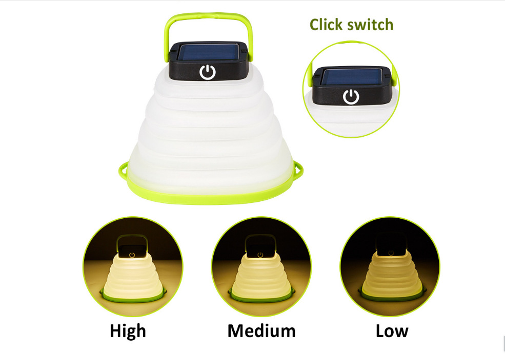 Outdoor portable USB charging foldable LED camping lamp, solar camping lamp, retractable hanging silicone tent lamp pic 7