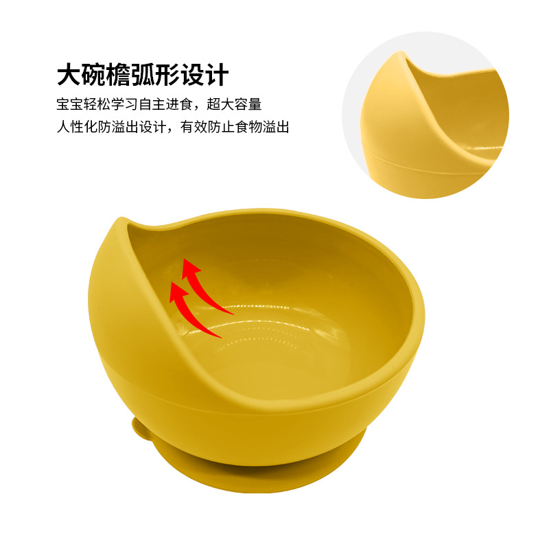 硅胶儿童餐具食品级圆形分格餐盘母婴餐具宝宝辅食碗叉勺围兜套装详情11