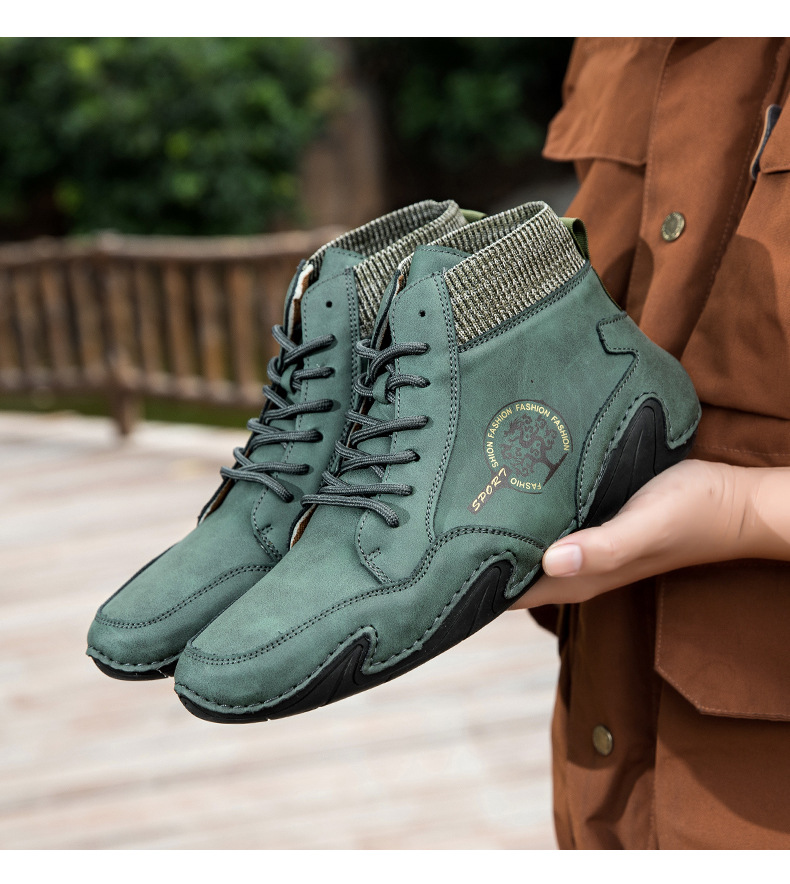 跨境爆款袜子口切尔西靴独立站大码男鞋高帮男士休闲鞋子马丁靴详情17