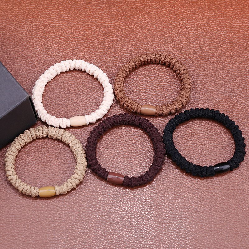 Simple and sweet Japanese and Korean version pleated coffee-colored hair bands, milk tea-colored rubber bands, student fashionable hair tie accessories pic 11