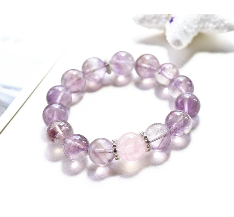 Original natural purple rabbit hair crystal bracelet beads from Meigong Accessories, simple and luxurious purple crystal Korean version live wholesale pic 6