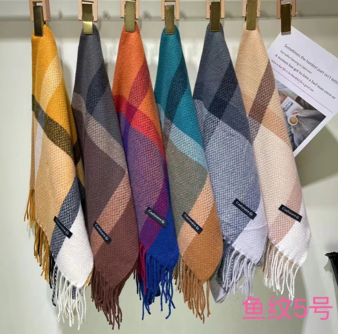 格子秋冬季围脖女韩系2023围巾披肩女新款简约加厚保暖仿羊绒围巾详情24