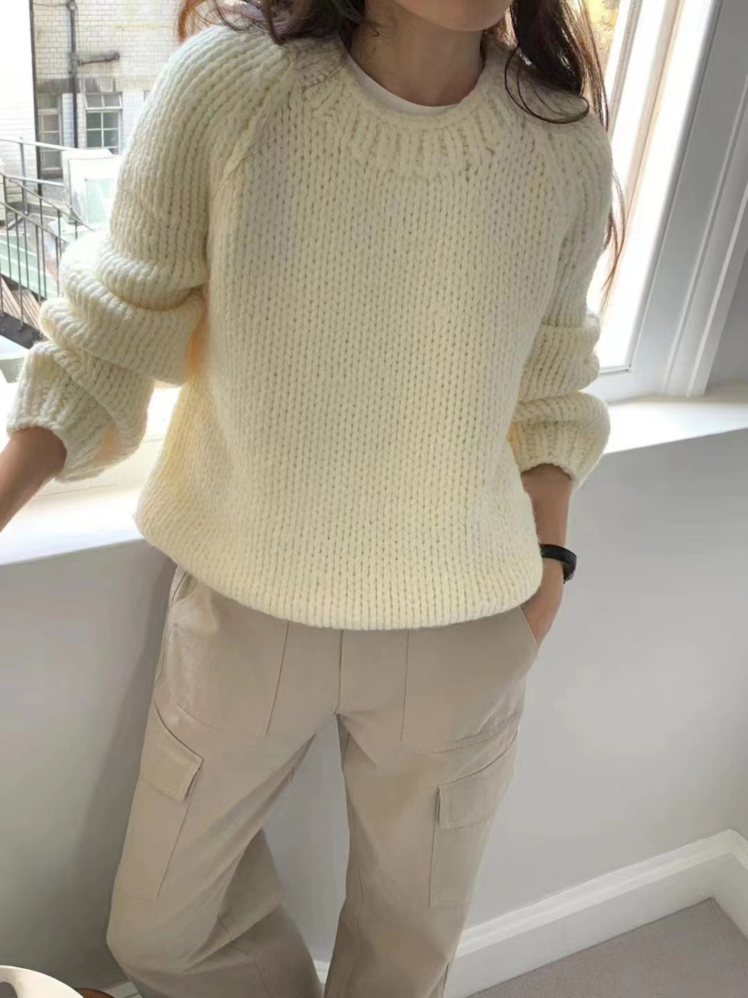 2023 in-stock Handongdaemun autumn/Winter new oun*e round-neck handcrafted pullover loose wool casual sweater top pic 31