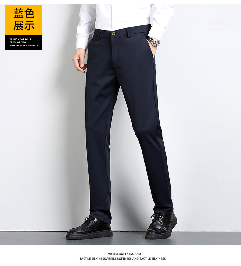 High-end business casual pants for men 2022 autumn and winter, thickened long pants, youth straight, elastic, wrinkle-free and drape dress pants pic 16