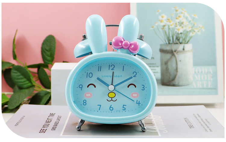 New best-selling student cartoon 3-inch pink silent cartoon metal external bell alarm clock factory direct sales pic 14