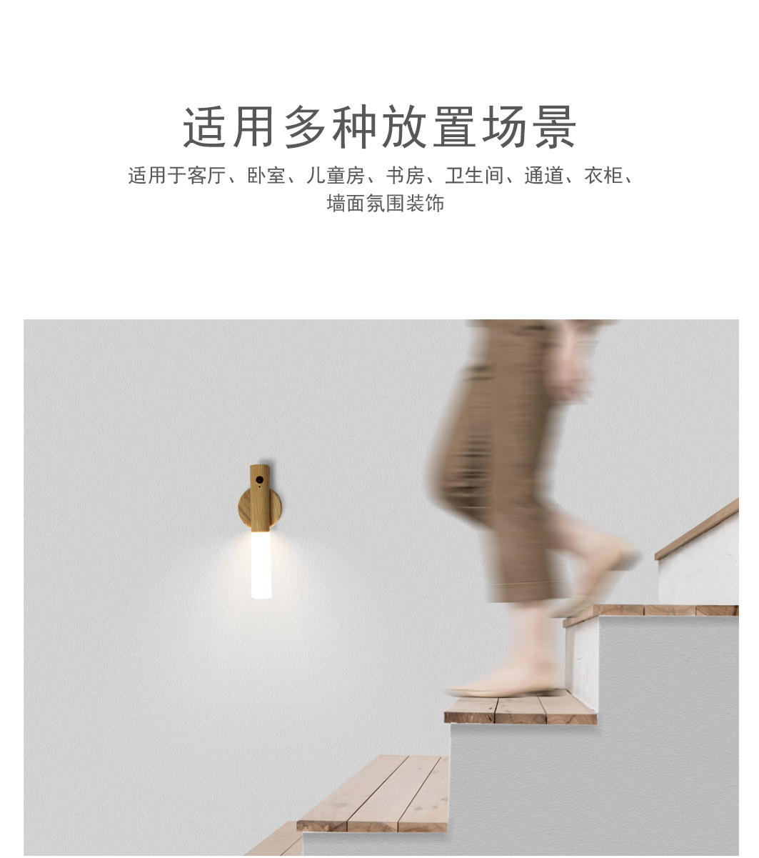 走廊智能人体感应灯led充电小夜灯楼梯走廊带人体感应水晶灯壁灯详情5