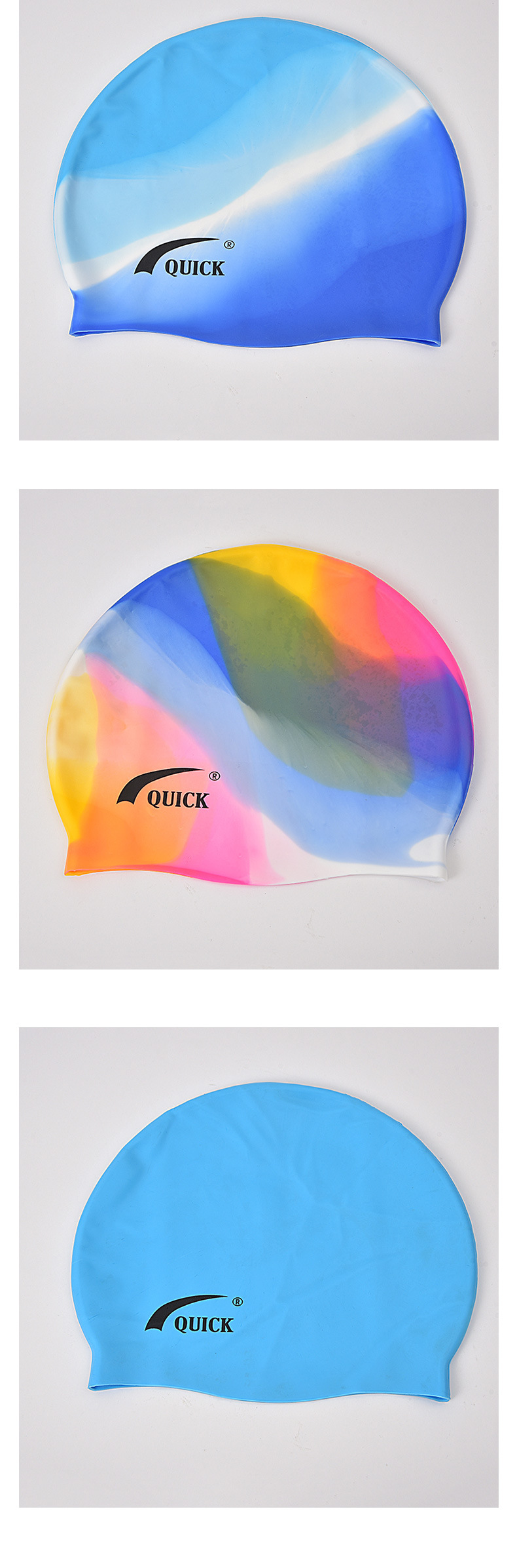 Foreign trade elastic silicone large swimming cap, adult colorful non-constricting swimming cap, logo waterproof ear cap can be customized pic 8