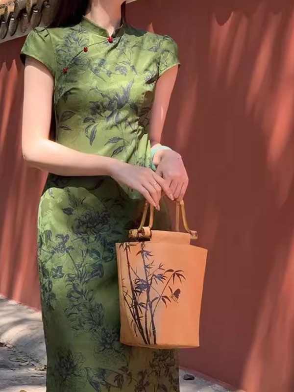 金禾【丹青客】新中式提花改良旗袍女春气质复古短袖连衣裙详情6