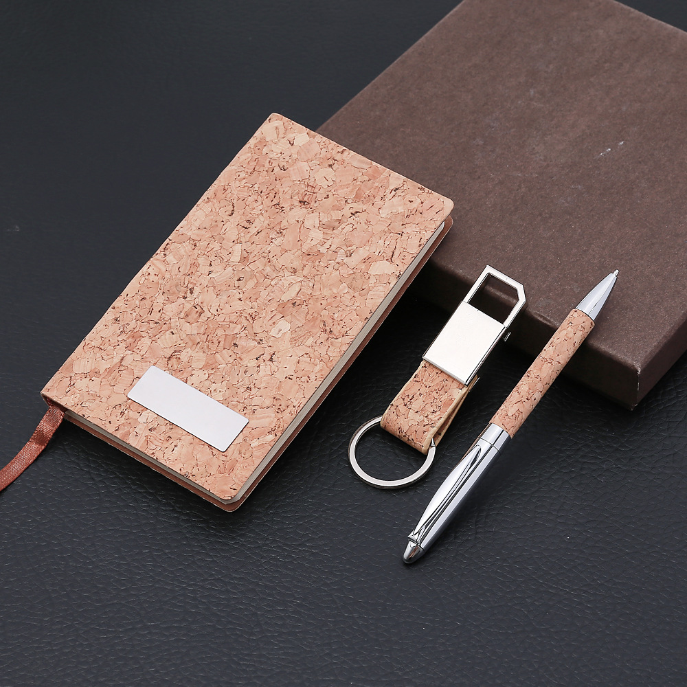 Creative cork keychain set, A7 notebook gift set for corporate year-end party gifts pic 5