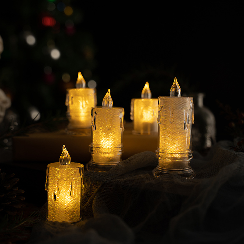 New transparent teardrop-shaped base simulation LED electronic candle, InS-style luminous creative birthday decoration night light pic 25