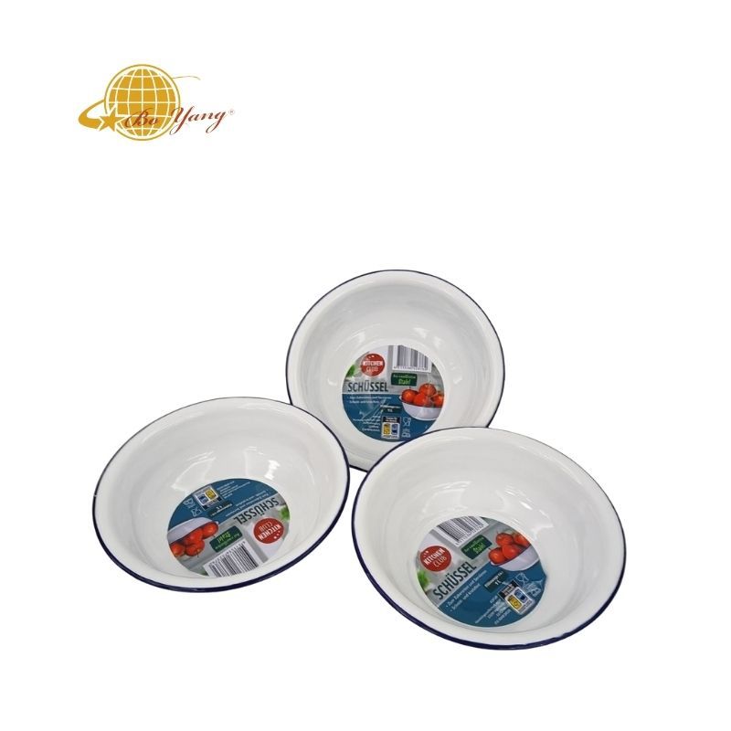 Hot sales on Amazon: 6 pieces per box, white enamel basins, enamel deep plates, hotel household enamel plates, picnic plates pic 5