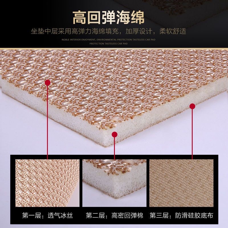 新款工厂代发夏季汽车坐垫冰丝三件套汽车座垫批发单片无靠背凉垫详情4