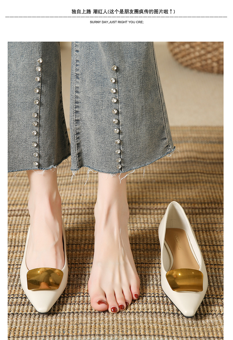 网红法式低跟单鞋女新款气质方扣软皮不磨脚平底鞋百搭浅口女鞋子详情9