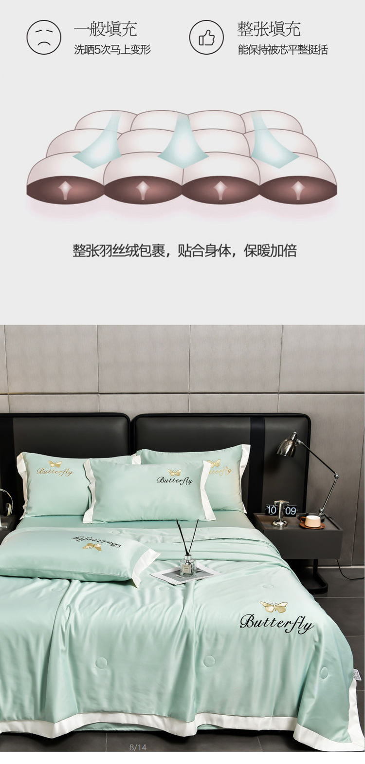 真丝夏凉被四件套刺绣水洗天丝绣花被子单件空调被子枕套床单套件详情4