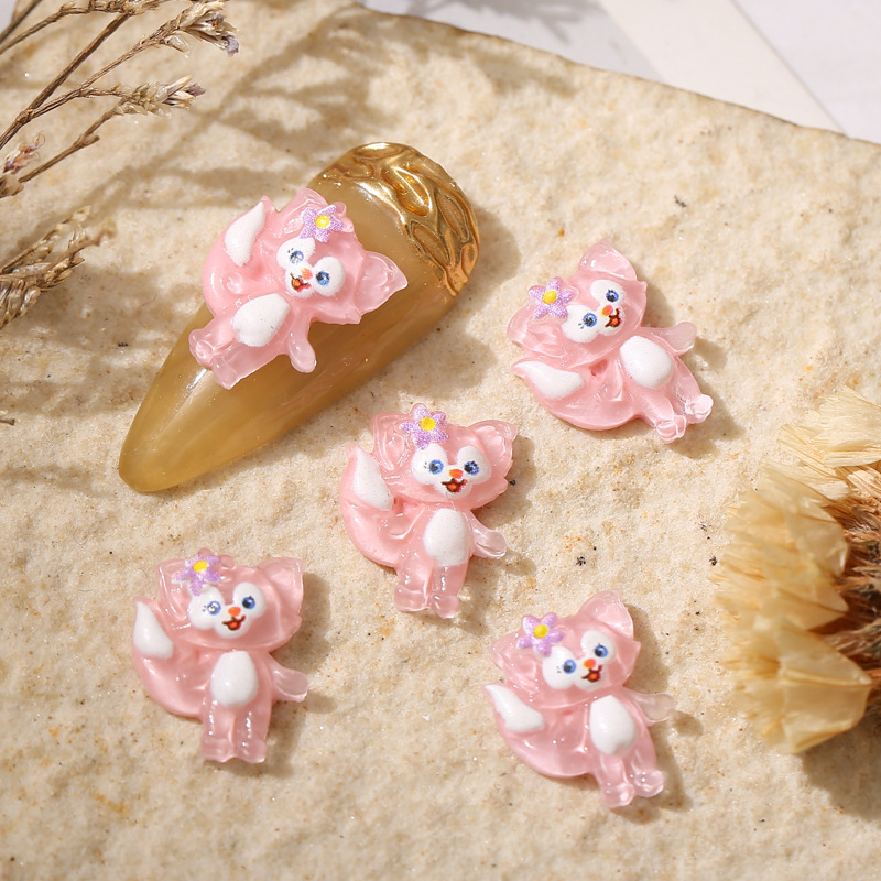 新美甲美乐蒂卡通透明彩色彩绘公仔可爱布丁狗小号雪玫丽树脂装饰详情9