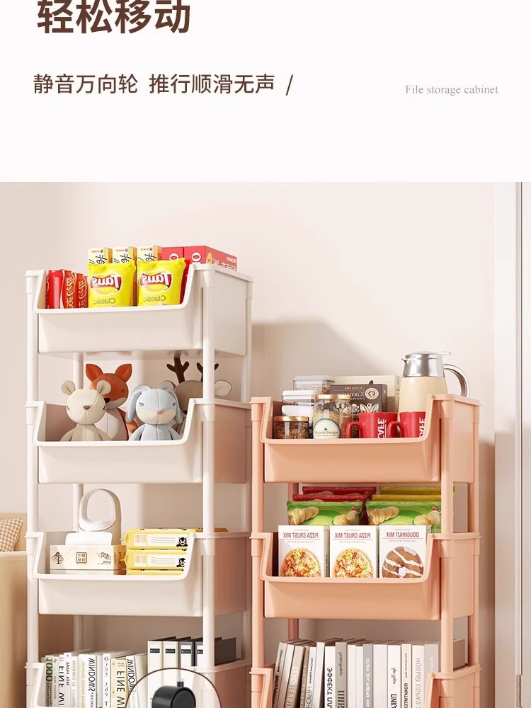 书架可移动置物架落地儿童玩具收纳架子厨房家用零食小推车储物柜详情7