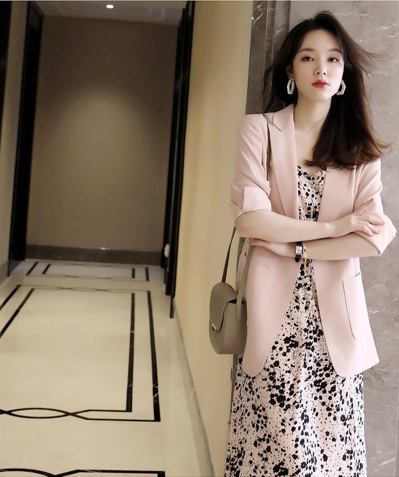 2022春夏季洋气显瘦七分袖西装裙子两件套大码女装胖妹妹遮肉套装详情13