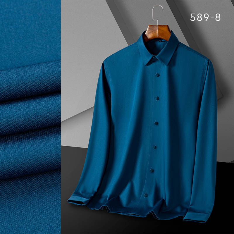 高级感男士衬衫 无痕嵌条一体式男衬衫长袖 纯色白色商务职业衬衣详情23