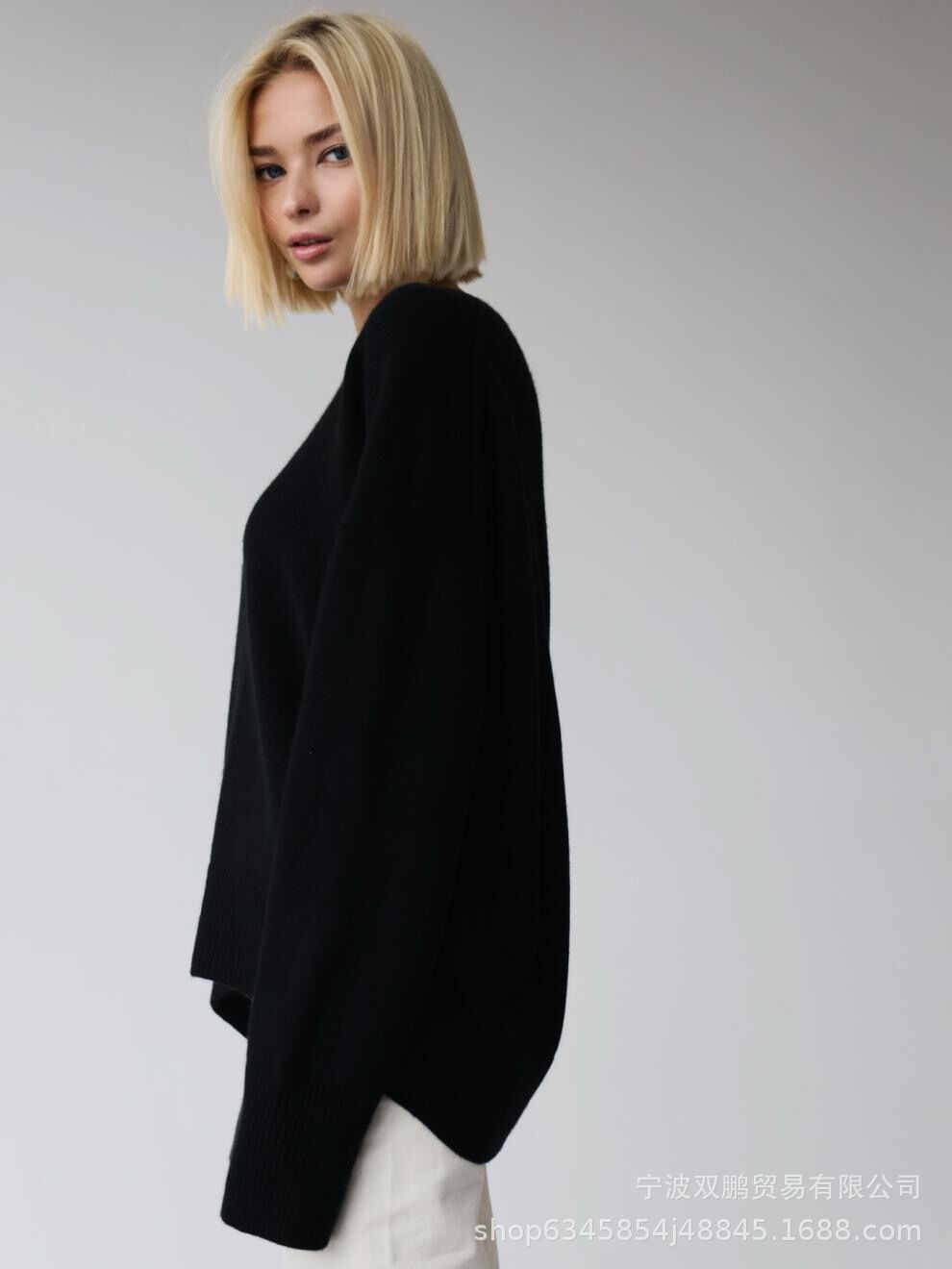 秋冬跨境俄罗斯爆款女装针织衫圆领纯色宽松毛衣欧美详情30