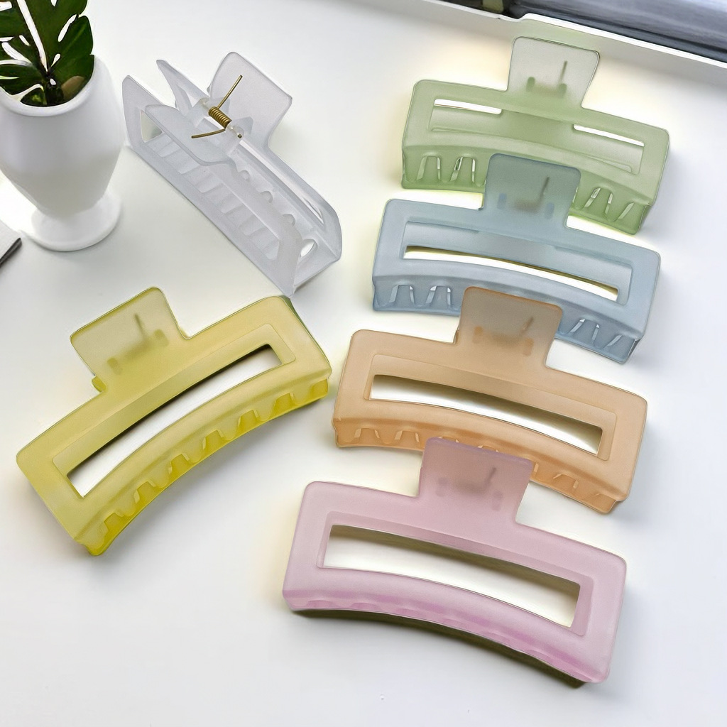 黑色橡皮漆磨砂抓夹 高级感MIN高马尾鲨鱼夹发饰后脑勺女发夹头饰详情1