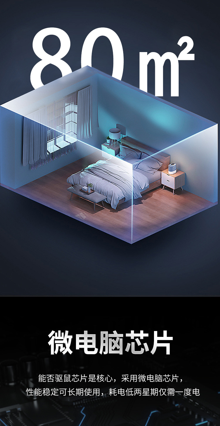 Intelligent variable-frequency mosquito repellent, cockroach and rat repelling device, household ultrasonic electronic rat, insect and mosquito repellent, cross-border pic 6