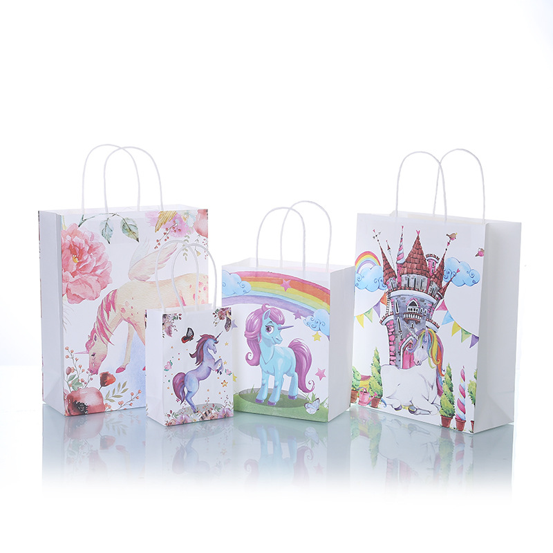 Customized fresh and light gift bags, color-printed white kraft paper printed handbags, gift paper bags, wholesale and customization pic 4