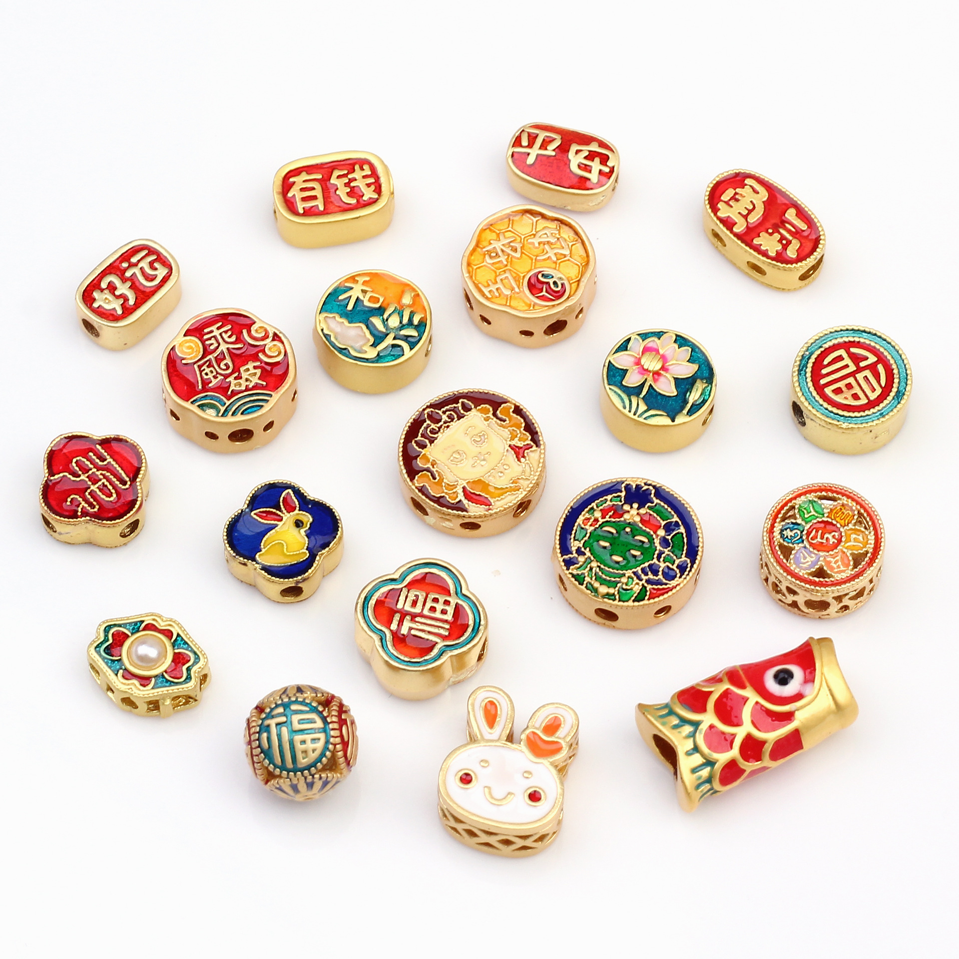 Oil-dripping, blue-fired beads, beaded, string-bead bracelet, sandgold accessory, diy accessory, ancient method gold material pic 6