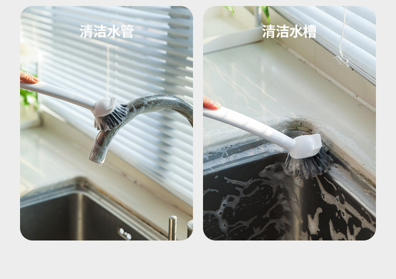 FaSoLa Household long-handled pot brush with spatula head, kitchen and bathroom cleaning, dishwashing brush, multi-functional household cleaning brush pic 12