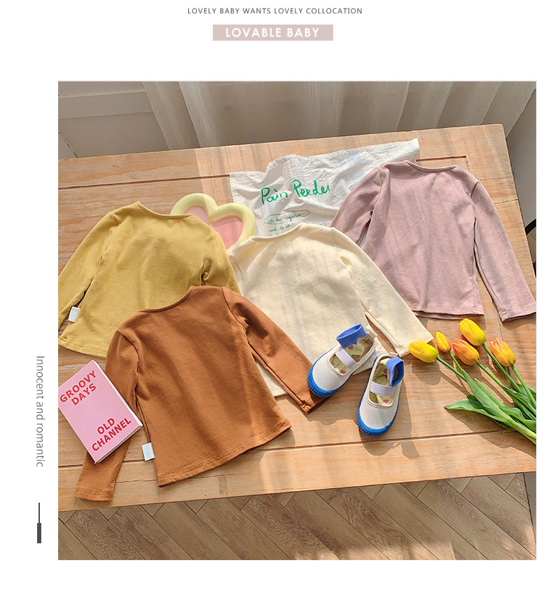 厂家直销2022秋季新品珍珠蝴蝶结长袖女童打底衫儿童全棉t恤韩版详情13