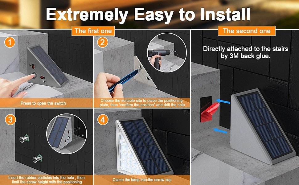 跨境户外庭院楼梯灯三角形高亮氛围步道灯装饰照明太阳能台阶灯详情9