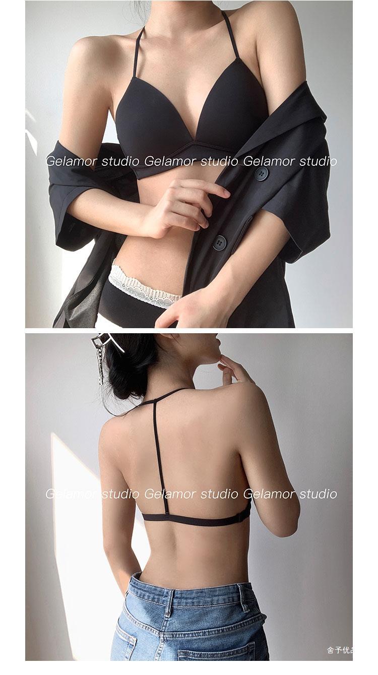 三角杯交叉美背内衣女挂脖小吊带背心带胸垫一体内搭打底甜辣上衣详情7