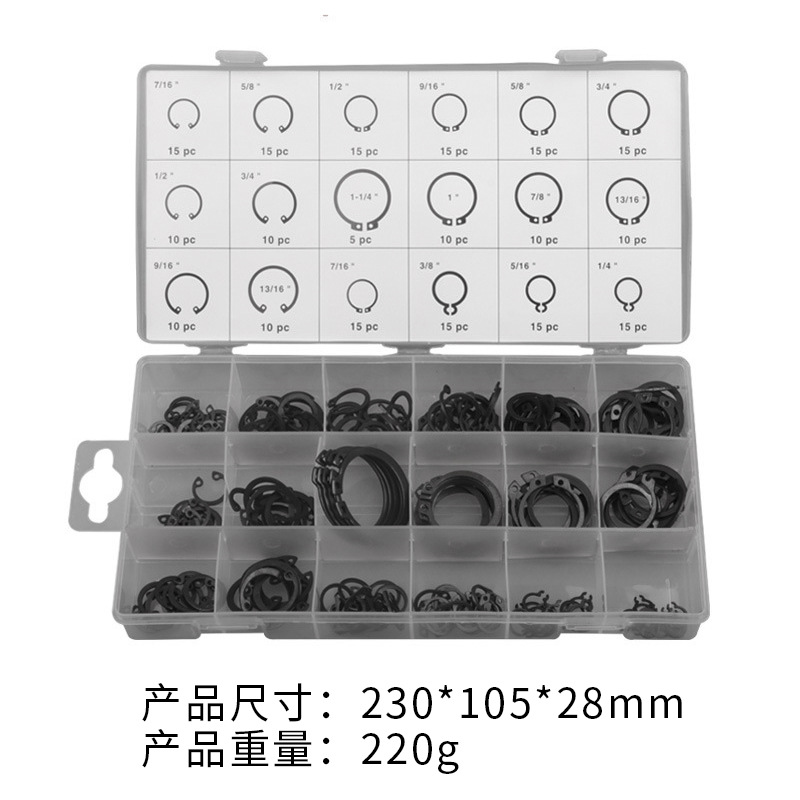 New 300PC blackened shaft retaining ring, C-shaped carbon steel retaining ring, retaining spring, open shaft retaining ring for foreign trade pic 36