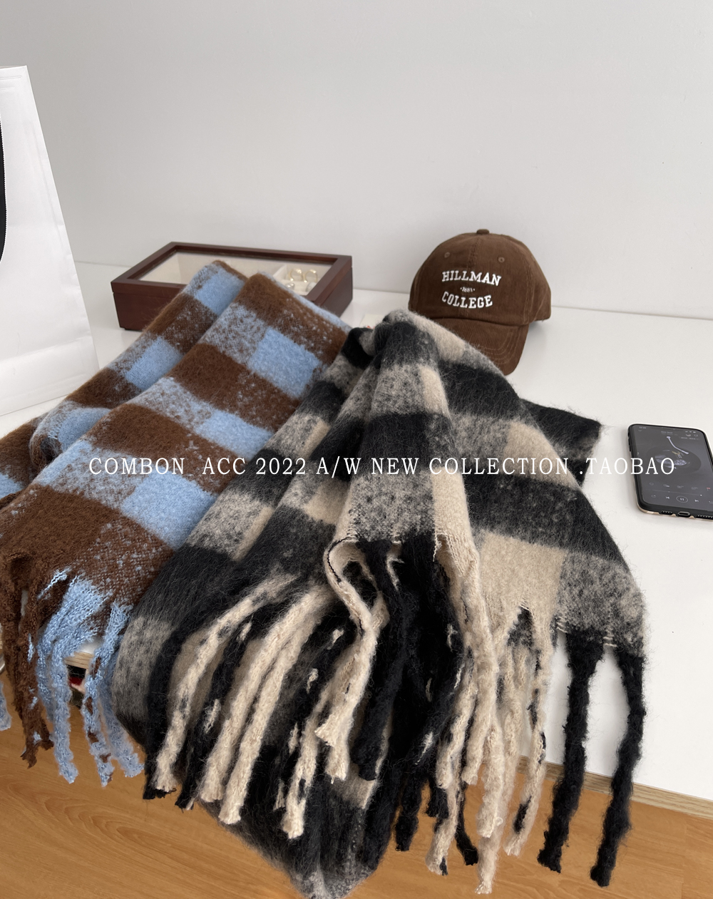 The long checkered faux cashmere scarf worn by Yu Shuxin is a Korean winter student thickened scarf that has become a popular choice for women to keep warm pic 4