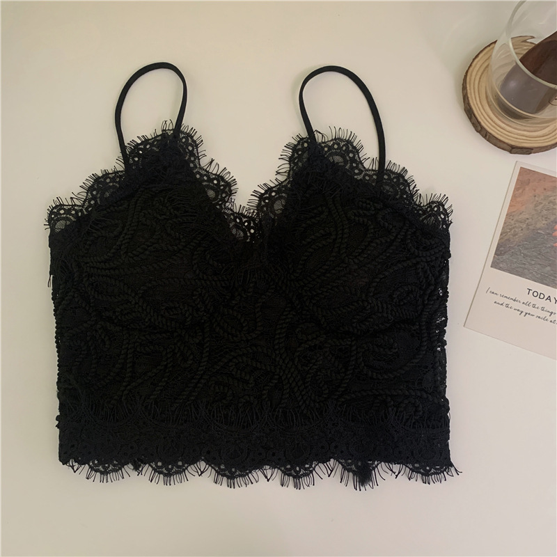 French lace halter top for women, the same summer design style as the hot girl Wenwen, and strapless top for the outside on Instagram pic 9