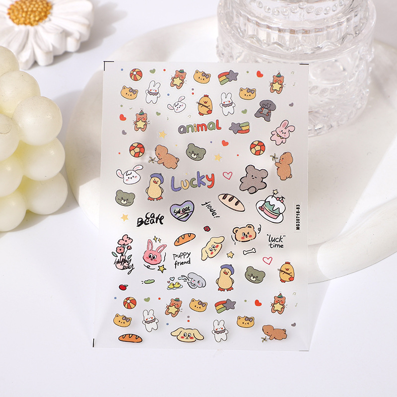 玫瑰美甲日系带胶贴花美甲款热卖可爱多芭胺卡通百搭背胶指甲贴纸详情9