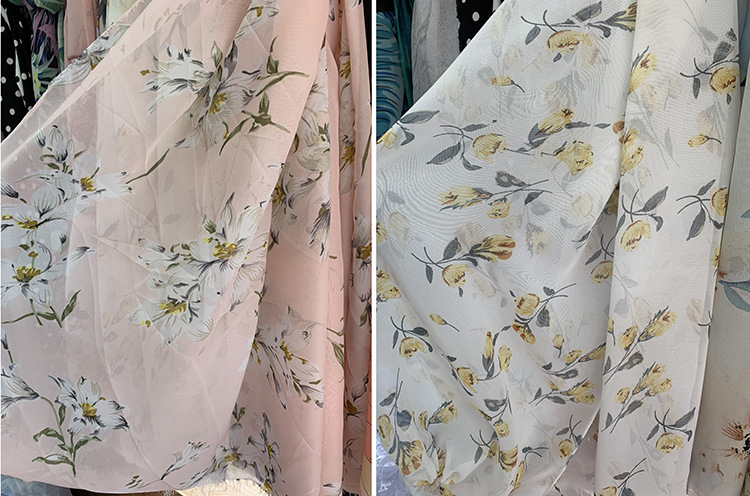 2020 new summer chiffon printed fabric white base printed polyester fabric small floral print dress mask fabric pic 36