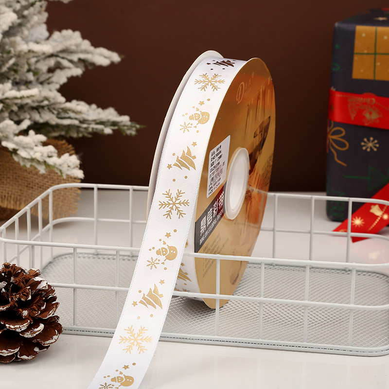 Dingxin Christmas Ribbon Wholesale: 2.5CM Christmas gifts, gold-embossed printed packaging ribbons, Christmas tree ribbons pic 39
