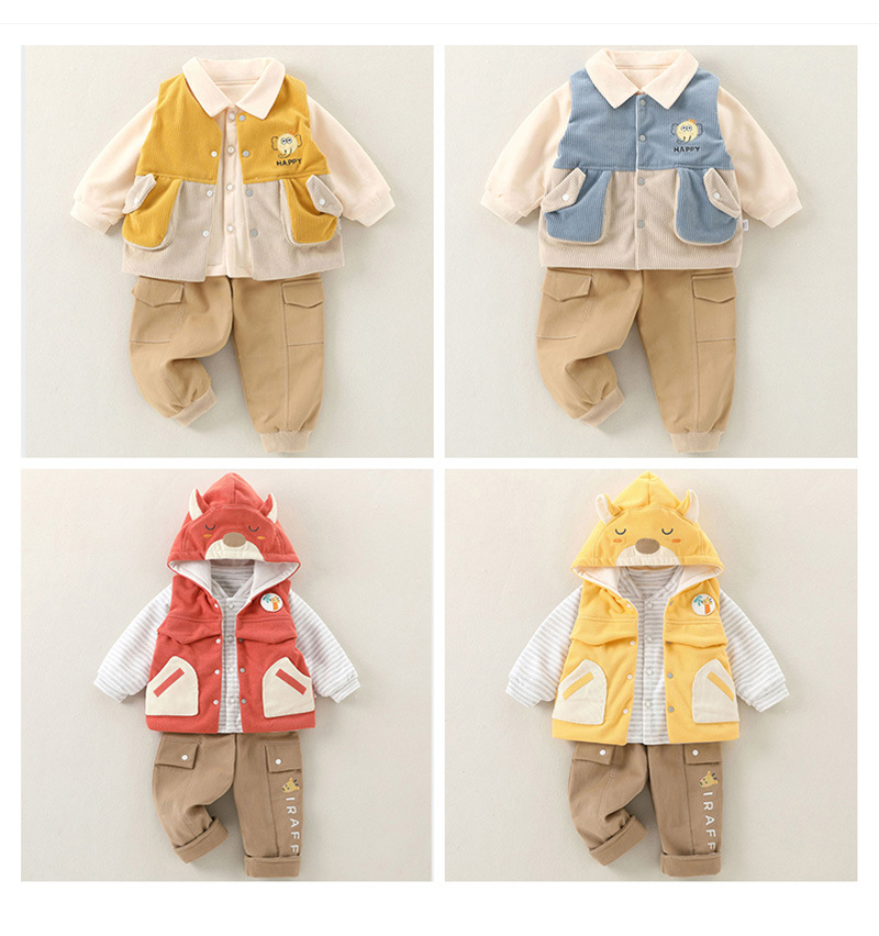 Baby thin cotton vest three-piece set, new autumn and winter set for infants and toddlers, newborn hooded clothes pic 4