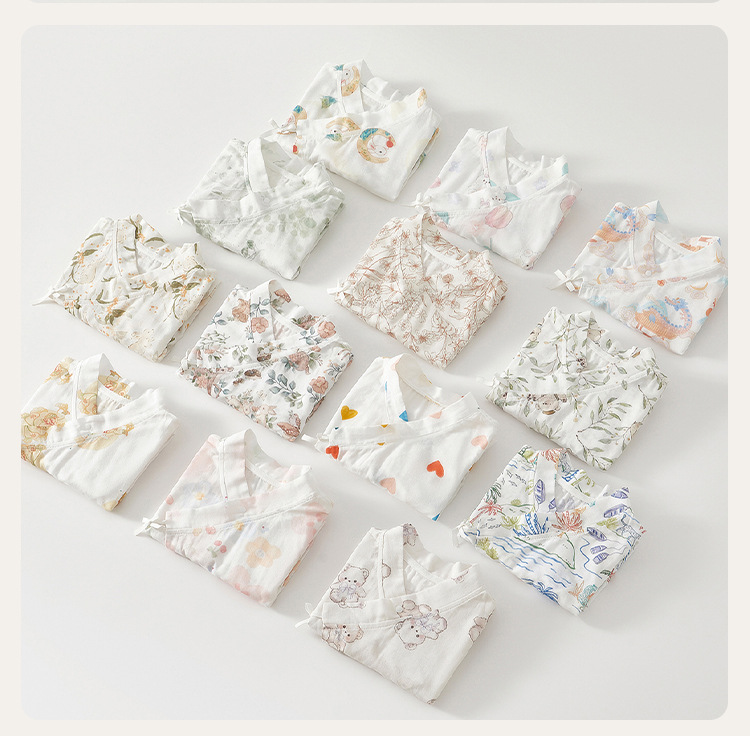 婴儿连体衣纱布夏季短袖和尚服新生儿包屁衣竹纤维宝宝哈衣外出服详情20