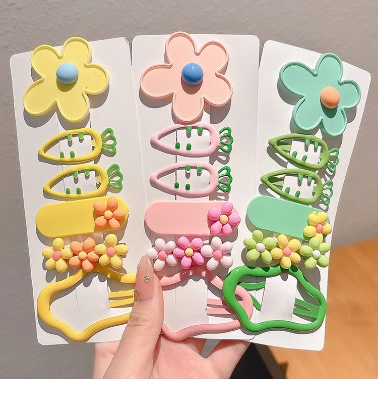 彩色花朵发夹边夹侧边刘海夹子可爱儿童宝宝头饰女童碎发bb夹发卡详情1