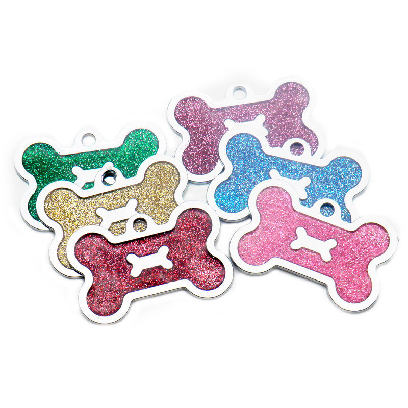 Spot metal aleación de zinc doble hueso forma dog tag id productos para mascotas goteo colgante rotulación láser identificación pic 7