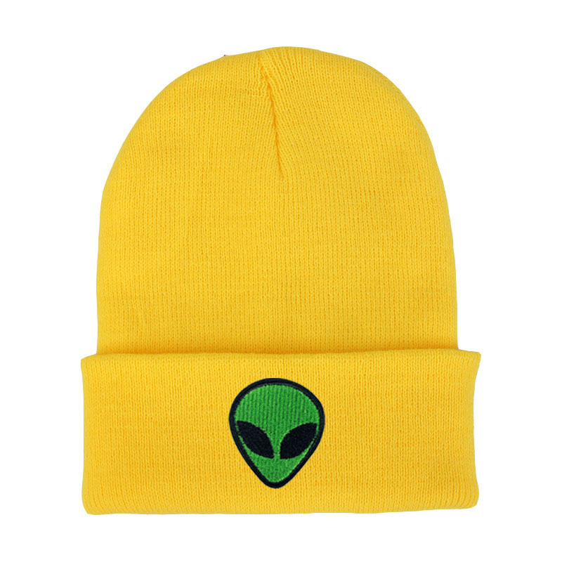 Amazon European-style alien embroidery street knitted hat, autumn and winter outdoor ghost head warm woolen hat pic 12