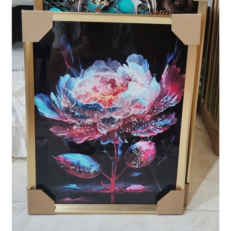 镶钻晶瓷画晶石画外贸装饰画客厅餐厅卧室蜻蜓花朵壁画烤瓷镶钻画详情7