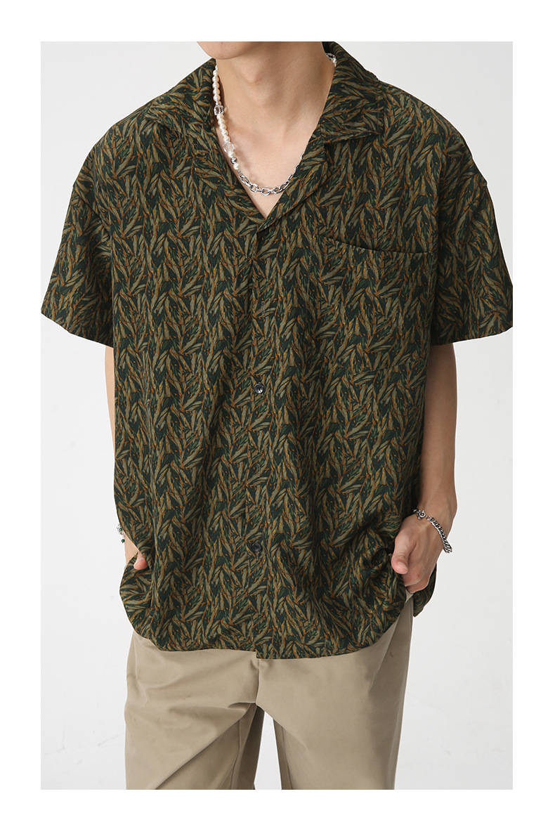 MTLCLOTHES男装|2023夏款新品复古碎花韩版宽松休闲短袖衬衣详情16