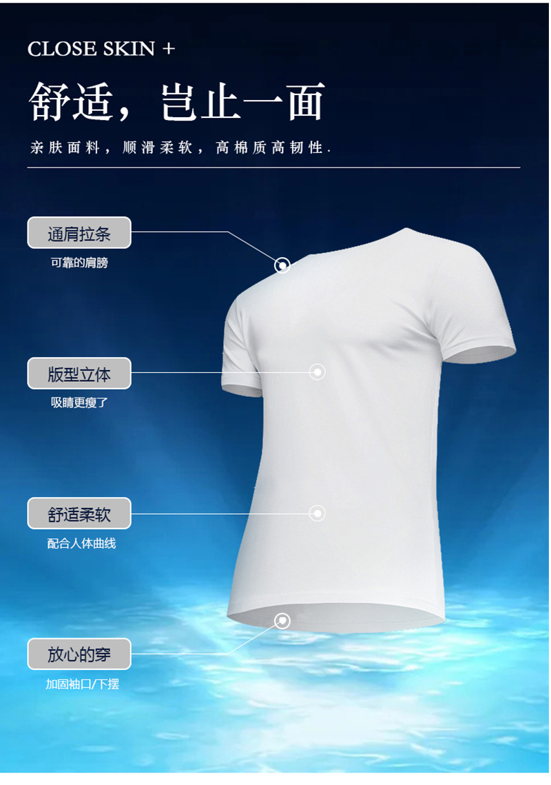 高品质夏季男士短袖t恤植绒圆领衫美人头半袖男装丝光棉薄款休闲详情19