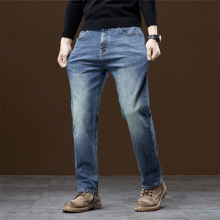 2024秋冬季新款牛仔裤男士宽松直筒休闲百搭四季大码长裤加绒可选详情11