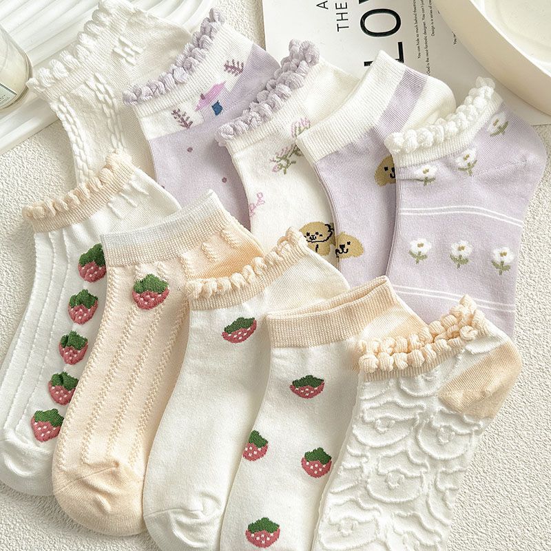 袜子地摊一件代发船袜女春夏花边短袜低腰浅口可爱少女学生袜百搭休闲潮袜一件代发详情17