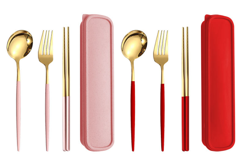 不锈钢便携餐具 勺子叉子筷子葡萄牙三件套 学生餐具礼品户外套装详情18